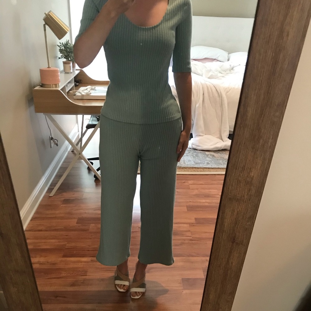 matching sweater and flare cropped pants